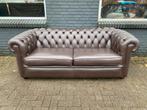 Chesterfield bank donker bruin GRATIS BEZORGD, Ophalen of Verzenden, Gebruikt, 75 tot 100 cm, Leer