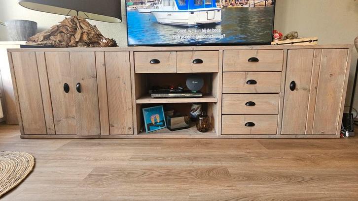 Steigerhout dressoirkast 270cm breed, Huis en Inrichting, Kasten | Dressoirs, Gebruikt, 200 cm of meer, 50 tot 75 cm, Met lade(s)