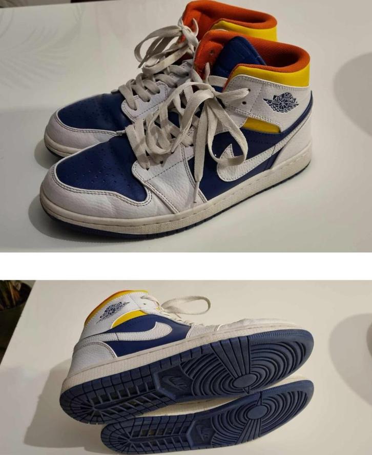 Nike Air Jordan 1 Retro Mid White Royal Blue Laser Orange, Kleding | Heren, Schoenen, Nieuw, Sneakers of Gympen, Overige kleuren