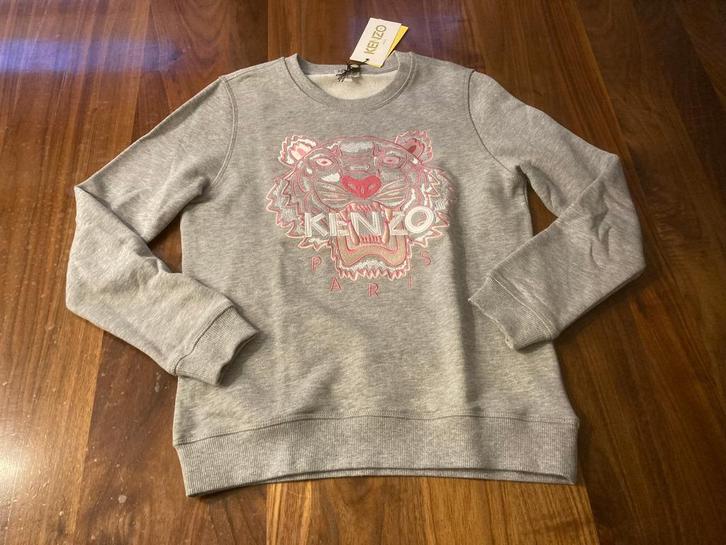 Kenzo trui sweatshirt grijs met roze tijger logo maat 164!, Kinderen en Baby's, Kinderkleding | Maat 164, Zo goed als nieuw, Meisje