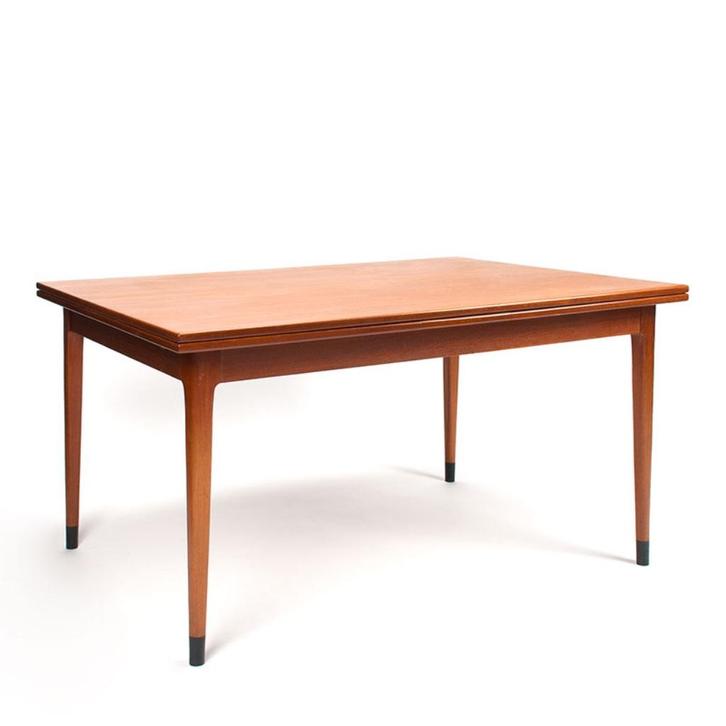 Mid-Century Deense vintage uitschuifbare eettafel teak, Huis en Inrichting, Kasten | Dressoirs, Gebruikt, 100 tot 150 cm, 75 cm of meer