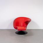 1x Leolux Parabolica Fauteuil Oranje/Rood Leer - Zwart, Huis en Inrichting, Fauteuils, Niet ingevuld, 125 tot 150 cm, Niet ingevuld