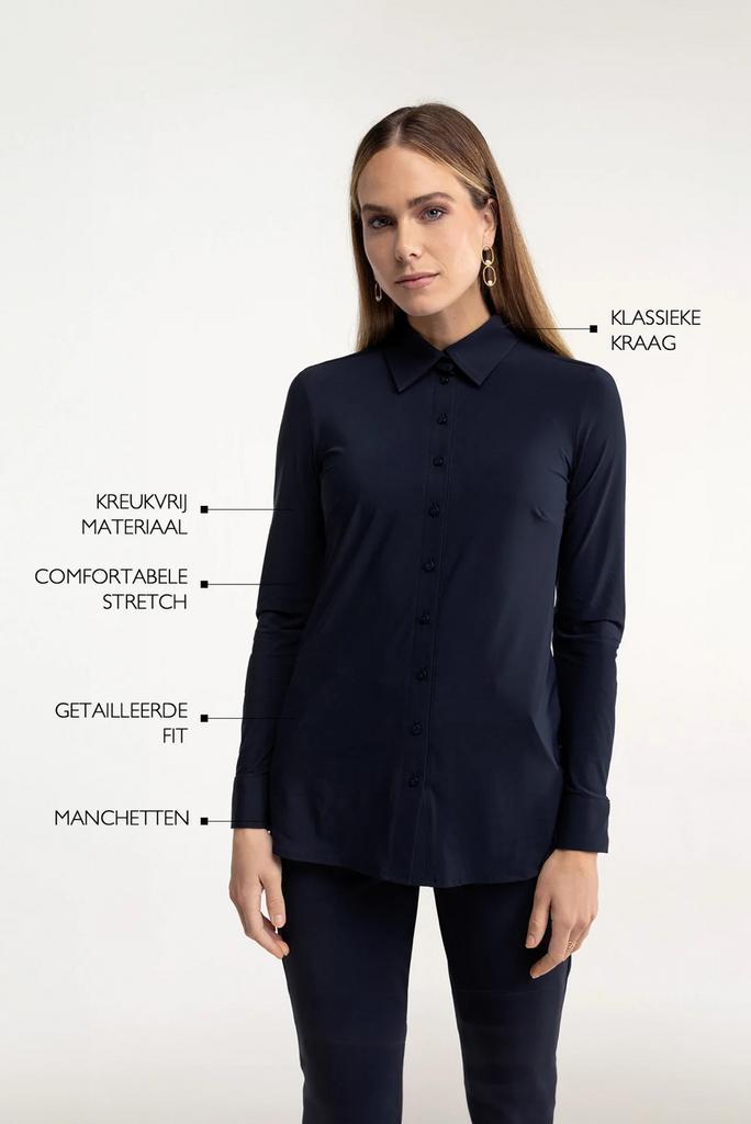 Studio anneloes poppy blouse XXL donkerblauw travelstof, Kleding | Dames, Blouses en Tunieken, Zo goed als nieuw, Maat 46/48 (XL) of groter