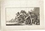 Onbek. 18e eeuwse Maker ets "Huisje met Waterput aan Meer", Antiek en Kunst, Kunst | Etsen en Gravures, Ophalen