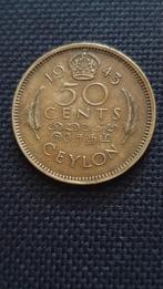 50 cents 1943 Ceylon nm2, Postzegels en Munten, Munten | Azië, Ophalen of Verzenden, Losse munt, Zuid-Azië