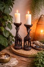 Set houten giraffe kaarsenstandaards, Ophalen of Verzenden, Hout, Minder dan 25 cm