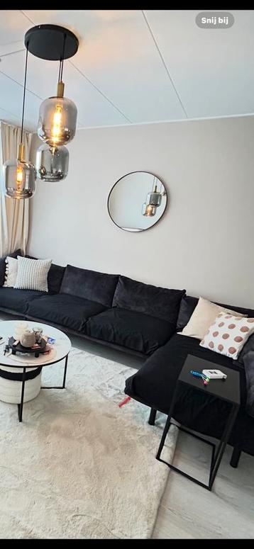 Antraciet/zwart velvet stof Bankstel 3.45m breed.Goede staa beschikbaar voor biedingen