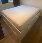 IKEA BRIMNES bed met lades, lattenbodem en matras, Ophalen, Wit, Tweepersoons, Zo goed als nieuw