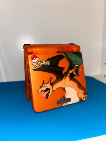 Gameboy Advance sp - IPS+LED mod - Charizard shell met case