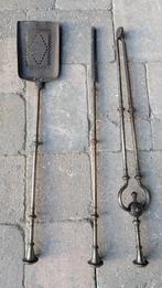 Antieke Haardset met Schop, Pook en Tang, Ophalen, Gebruikt, Hout, Houtkachel