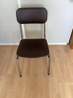Jaren 60 eetstoel, stoel bruin kunstleer,chroom, metaal, Huis en Inrichting, Stoelen, Gebruikt, Bruin, Ophalen of Verzenden, Eén