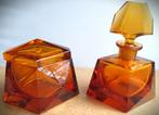 Art deco Amber kristal parfumflessen~Sierfles, Ophalen of Verzenden