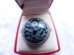 Mooie Zilveren Ring met Sneeuwvlok Obsidiaan - maat 16,5, Verzenden, Zilver, Ring, Met edelsteen