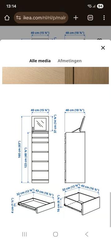 Malm ladekast met 6 lades - afbeelding 6