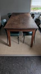 Antieke Teakhouten Tafel met 4 Stoelen, Gebruikt, 100 tot 150 cm, Teakhout, 150 tot 200 cm