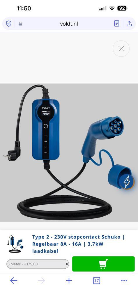 Voldt laadkabel type 2 - 230 volt stopcontact 15 meter, Auto-onderdelen, Elektronica en Kabels, Nieuw, Ophalen of Verzenden