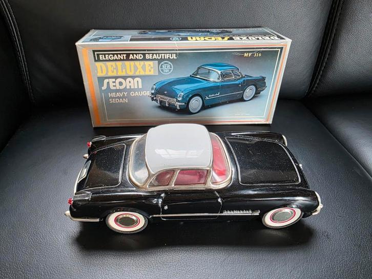 Vintage Blikken Corvette met Doos - Frictiemotor, Antiek en Kunst, Antiek | Speelgoed, Ophalen of Verzenden