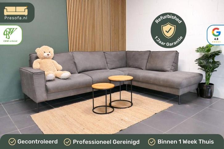 Moderne Hoekbank Antraciet Bruin [Refurbished], Huis en Inrichting, Banken | Bankstellen, Zo goed als nieuw, Hoekbank, Vierpersoons of meer