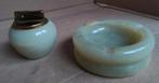 Vintage rookset Asbak en tafelaansteker groen onyx steen, Verzamelen, Ophalen of Verzenden, Gebruikt, Asbak