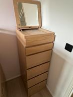 Ikea Malm ladekast 6 lades, eikenfineer/spiegelglas, Huis en Inrichting, 5 laden of meer, 25 tot 50 cm, 100 tot 150 cm, Minder dan 50 cm