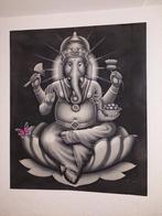 Groot handgemaakt Schilderij Ganesha op doek / canvas, Huis en Inrichting, Woonaccessoires | Schilderijen, Tekeningen en Foto's