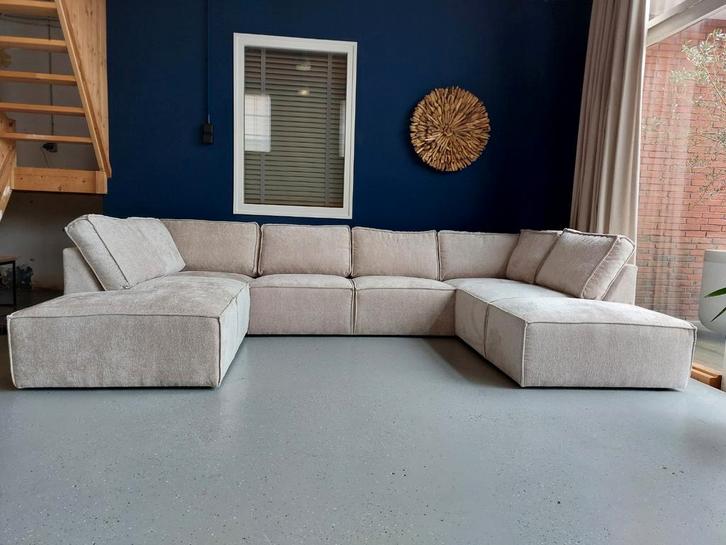 Nieuwe elementen look U bank in Teddy/Bouclé of Velvetstof, Huis en Inrichting, Banken | Complete zithoeken, Nieuw, Stof, Ophalen of Verzenden