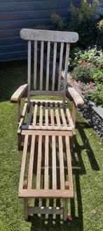 Mooie dikke hardhouten deckchair of ligstoel, Ophalen of Verzenden, Zo goed als nieuw, Teakhout