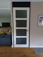 Houten binnendeur met matglas, Ophalen, Gebruikt, 80 tot 100 cm, 215 cm of meer