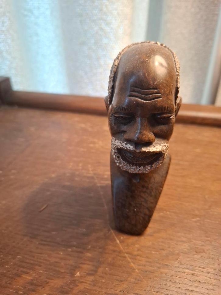 Afrikaans Beeld - Hoofd van Man, Antiek en Kunst, Kunst | Beelden en Houtsnijwerken, Ophalen of Verzenden