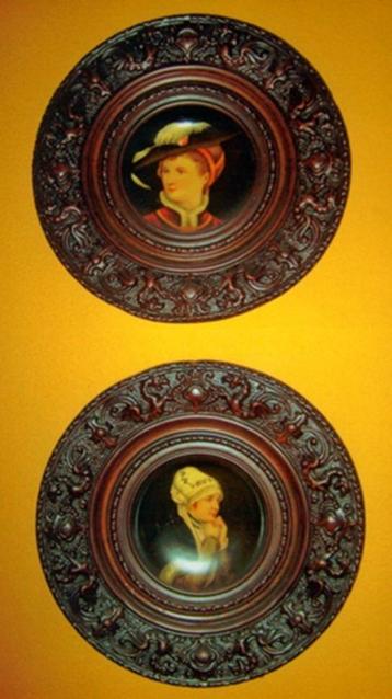 Twee mooie wandbordjes, Duitsland 1870-1890 beschikbaar voor biedingen