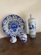 Brocante Delfts Blauw Bord/mosterdpot/ fles, Antiek en Kunst, Ophalen of Verzenden