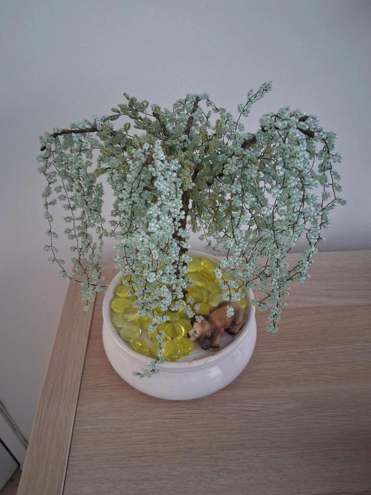 Beaded Willow Tree met Beer Ornament, Antiek en Kunst, Kunst | Designobjecten, Ophalen