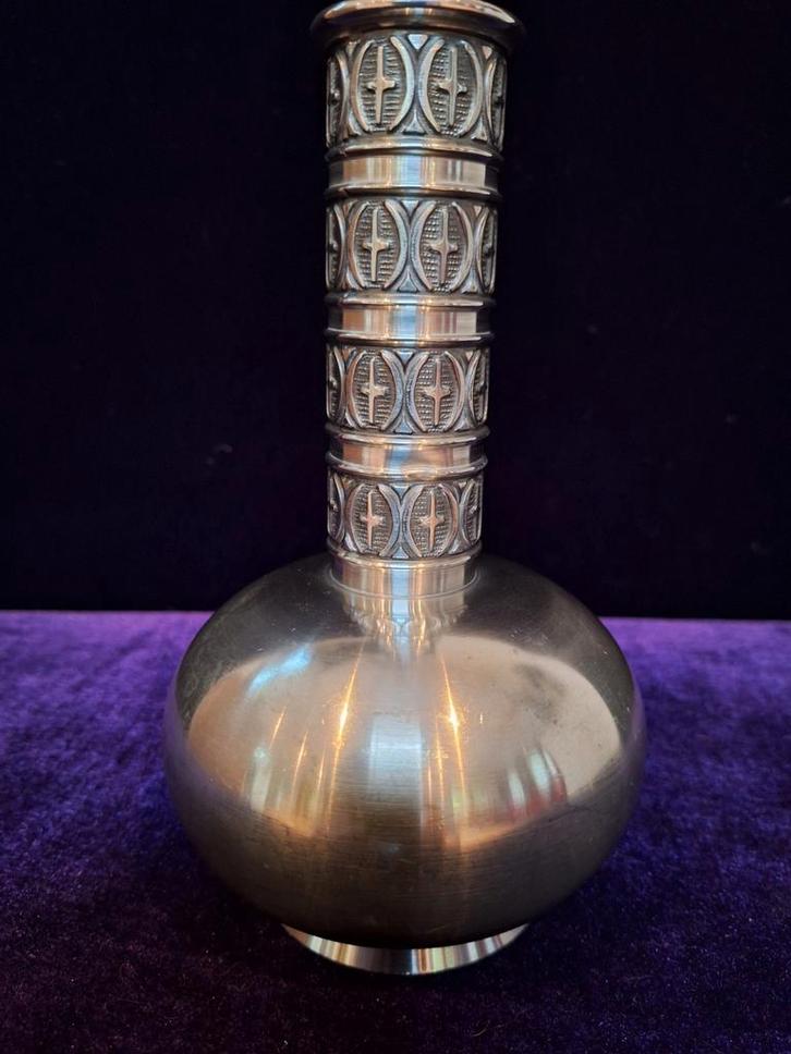 Vintage Haugrud Tinnen Vaas Noorwegen, Antiek en Kunst, Antiek | Tin, Ophalen of Verzenden