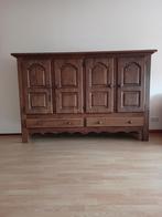 Donker Eiken Kast - 4 Deuren, 2 Laden, Ophalen
