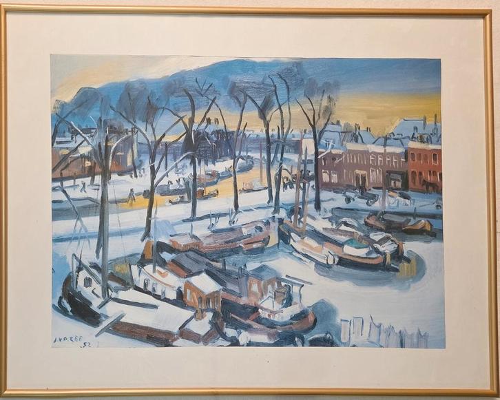 Wintergezicht op de Westerhaven te Groningen, Antiek en Kunst, Kunst | Schilderijen | Klassiek, Ophalen