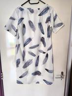 Zomerjurkje met verenprint - Maat XL, Wit, Maat 46/48 (XL) of groter, Ophalen of Verzenden, Zo goed als nieuw