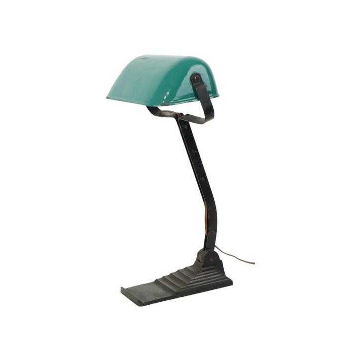 Art Deco Bureaulamp Notarislamp Erpe Model 52 Smeedijzer Gro, Huis en Inrichting, Lampen | Tafellampen, Gebruikt, 50 tot 75 cm