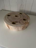 Ronde houten kandelaar 5 kaarsen, Beige, Ophalen of Verzenden, Zo goed als nieuw, Hout