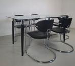 4x Vintage design Effezeta stoelen + eettafel Italian design, Huis en Inrichting, Stoelen, Ophalen of Verzenden, Gebruikt, Zwart