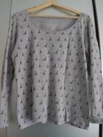 tshirt lange mouw, ronde hals. Grijs print eiffeltoren mt 42, Kleding | Dames, Maat 42/44 (L), Ophalen of Verzenden, Zo goed als nieuw