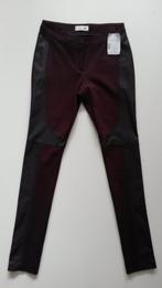 Donkere broek met leren zijstuk maat 38, Zwart, Nieuw, Lang, Ophalen