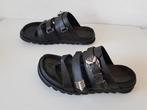<> Nubikk maat 41 zwarte leren slippers muiltjes Lauren Taro, Nubikk, Verzenden, Zwart, Sandalen of Muiltjes