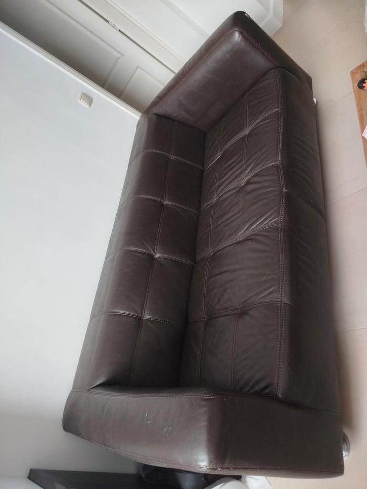 Twee tot drie persoons bank, Huis en Inrichting, Banken | Bankstellen, Gebruikt, Rechte bank, 150 tot 200 cm, 75 tot 100 cm, Leer