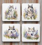Malamute Aquarel onderzetters met houder, Ophalen of Verzenden, Nieuw, Glas of Kopje