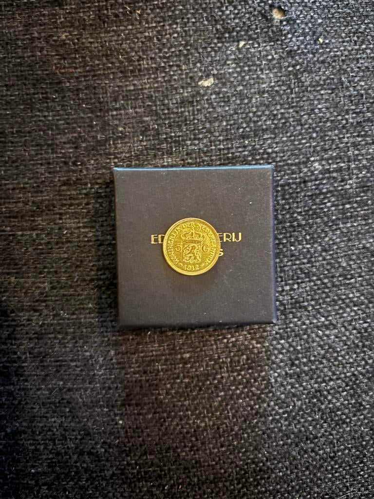 5 Gulden Wilhelmina 1912, 5 gulden, Koningin Wilhelmina, Losse munt, Goud