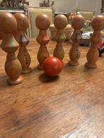 Vintage houten  Kegelspel met houten bal. 6 kegels, Ophalen of Verzenden