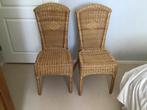 Stoel gevlochten pitriet en rotan, Ophalen, Gebruikt, Bruin, Twee