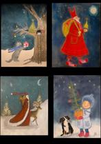 Handgetekende Kerstkaarten - 4 stuks, Ophalen of Verzenden