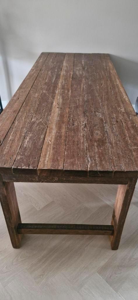 Houten eettafel, Huis en Inrichting, Tafels | Eettafels, Zo goed als nieuw, 50 tot 100 cm, 200 cm of meer, Rechthoekig, Ophalen