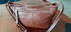 Full grain lederen schoudertas, cognackleur 28 x 20, Ophalen of Verzenden, Zo goed als nieuw, Bruin